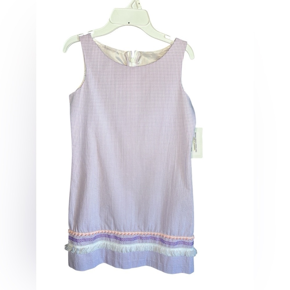 Maggie Breen Girls lavender purple plaid summer dress sz 7 NWT full back zip